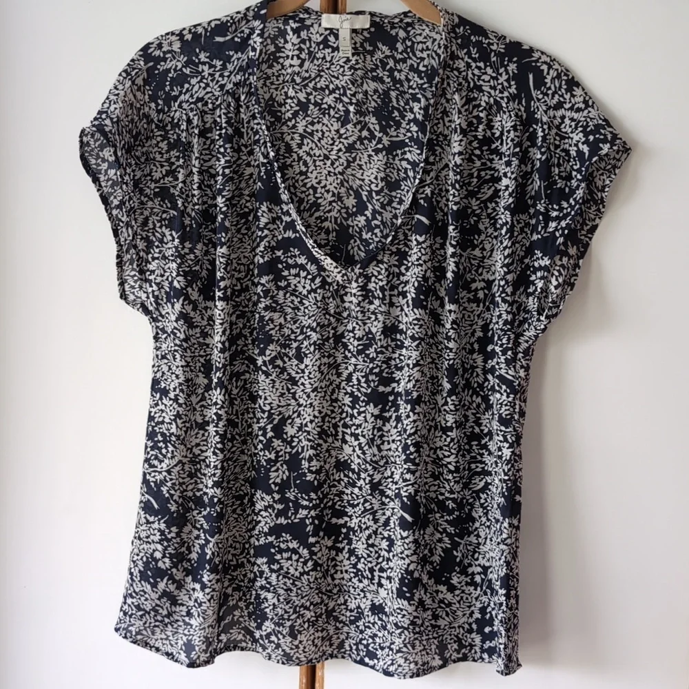 Joie Suela Printed Silk Top Blouse S